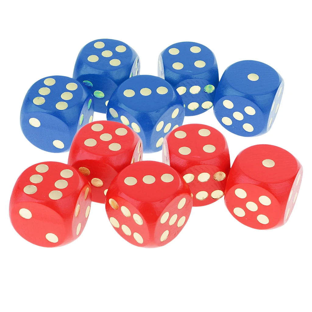 10Pcs Dotted Dice Six Sided Wooden Block for Party MTG DND Role Playing Toy
