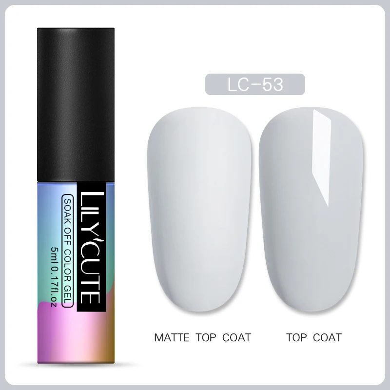 LC-53 LILYCUTE 5ml Matte Gel Polish Soak Off UV LED Gel Varnish Long Lasting Grey Pure Nail Color UV Nail Gel Varnish DIY Art Design - Цвет: LC-53