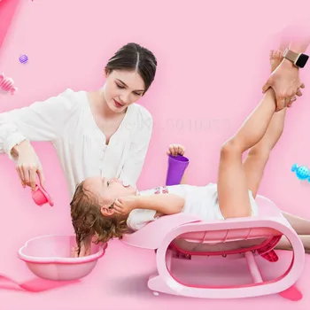 

Children's shampoo chair foldable baby shampoo chair recliner Child adjustable shampoo bed artifact