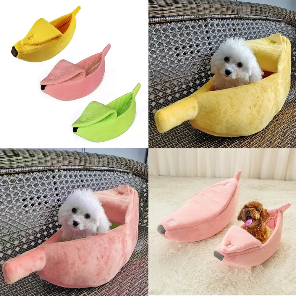 Funny Banana Cat Bed House Durable Kennel Doggy Puppy Cushion Basket Doggy Puppy Kitten Cushion Portable Dog Cat Supplies