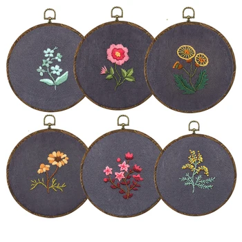 

Flower Printed DIY Embroidery Kit with Hoop For Beginner Cross Stitch Set Sewing Art Handmade Craft Painting Home Decor Gift