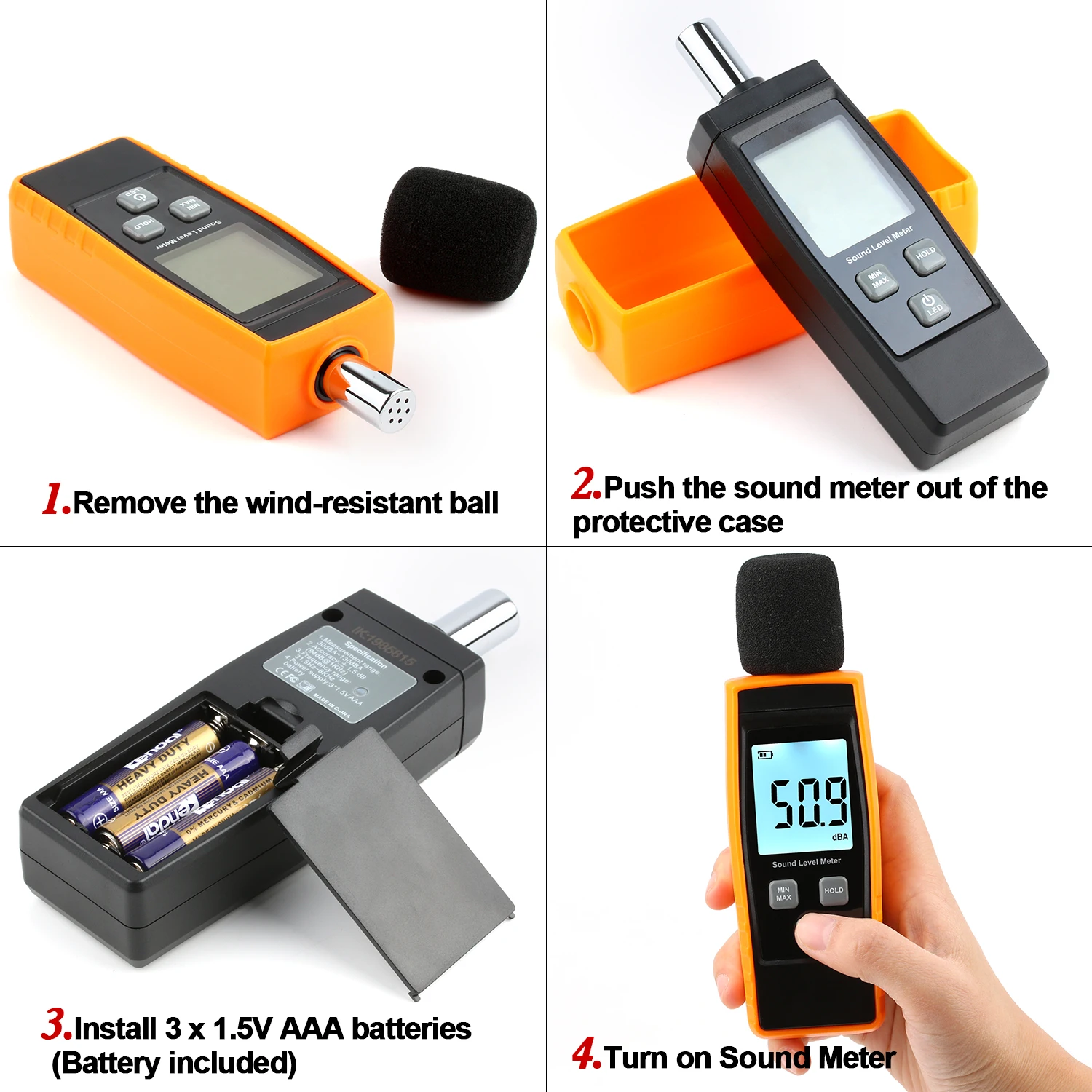 RZ Sound Level Meter Digital Handheld DB Meter Sonometros Noise Audio Level Meter 30-130dB Decibels Mini Sound Meter 4