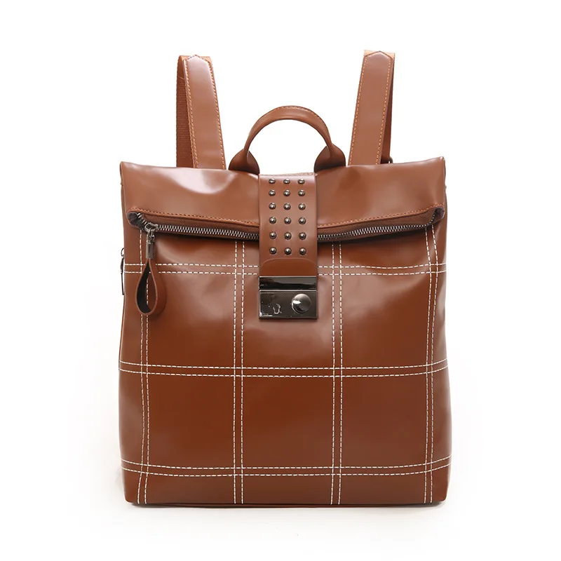Mochilas Para Mujer De Moda Cuero Antirrobo непроницаемый Дамский рюкзак, кожаная сумка, рюкзак для девочек, роскошный брендовый дизайн - Цвет: coffee