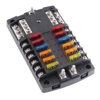 

6 Ways 12 Ways Fuse Box Twin Input 300A Fuse Box Holder With M5 Screw Terminal LED Indicator Label Sticker For Car RV Yacht Boat