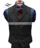 Mens Suit Vest Casual Vintage Sleeveless Herringbone Groomman for Wedding Tweed Waistcoat Plaid Vest 4