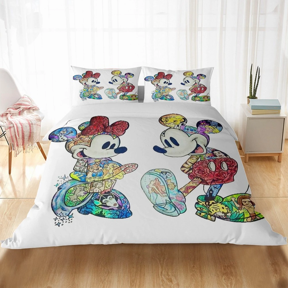 Disney Minnie Mickey Mouse Nevresim Takimi Tek E N E N E N E N E N E N E N E N E N E Kralice King Size Yatak Takimlari Yorgan Nevresim Yastik Kilifi Hediyeler Bedding Sets Aliexpress