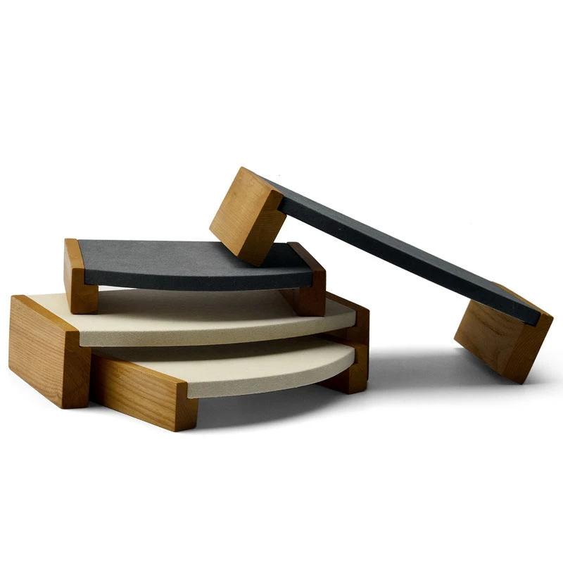  Fan Xi 2Pieces /Set Wooden Bracelet Pendant Ring Display Stand with Microfiber Multifunctional Jewe