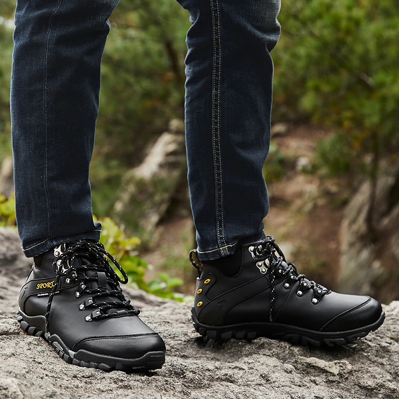 Для мужчин новая зимняя оснастка ботинки износостойкая нескользящая обувь из водонепроницаемого материала; с защитой от ногтей мода повседневные Для мужчин сапоги