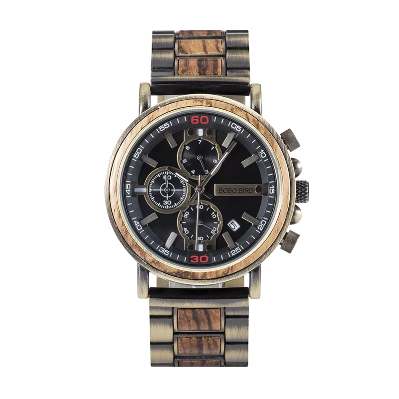 Reloj hombre BOBO BIRD деревянные часы для мужчин Хронограф военные часы роскошные стильные для бойфренда Рождественский подарок с деревянной коробкой - Цвет: T07-2