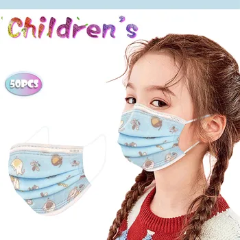 

50/100PCS Disposable Non-woven Face Mask Breathing Printing Children Unisex Design Mask Disposable Mouth Mask Mascarilla Boda