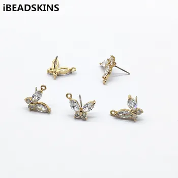 

New arrival! 15x14mm 30pcs Cubic Zirconia Butterfly Earrings Stud for Earrings parts,hand Made Earrings Findings Jewelry DIY