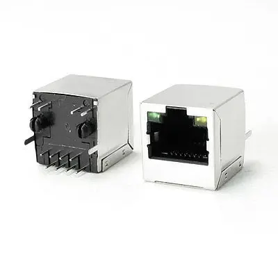 

LED Indicator Light RJ45 8P8C Shielded PCB Jacks Network Ports 10 Pcs