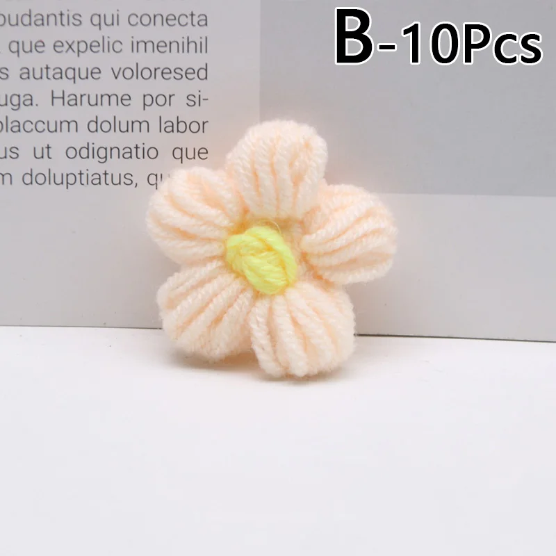 Knitted Flower applique Petals 10Pcs For Clothing DIY Children Hair Clip Sewing Wedding Patches Handmade DIY Crafts Cloth paste knitting supplies knitting material knitting craft supplies