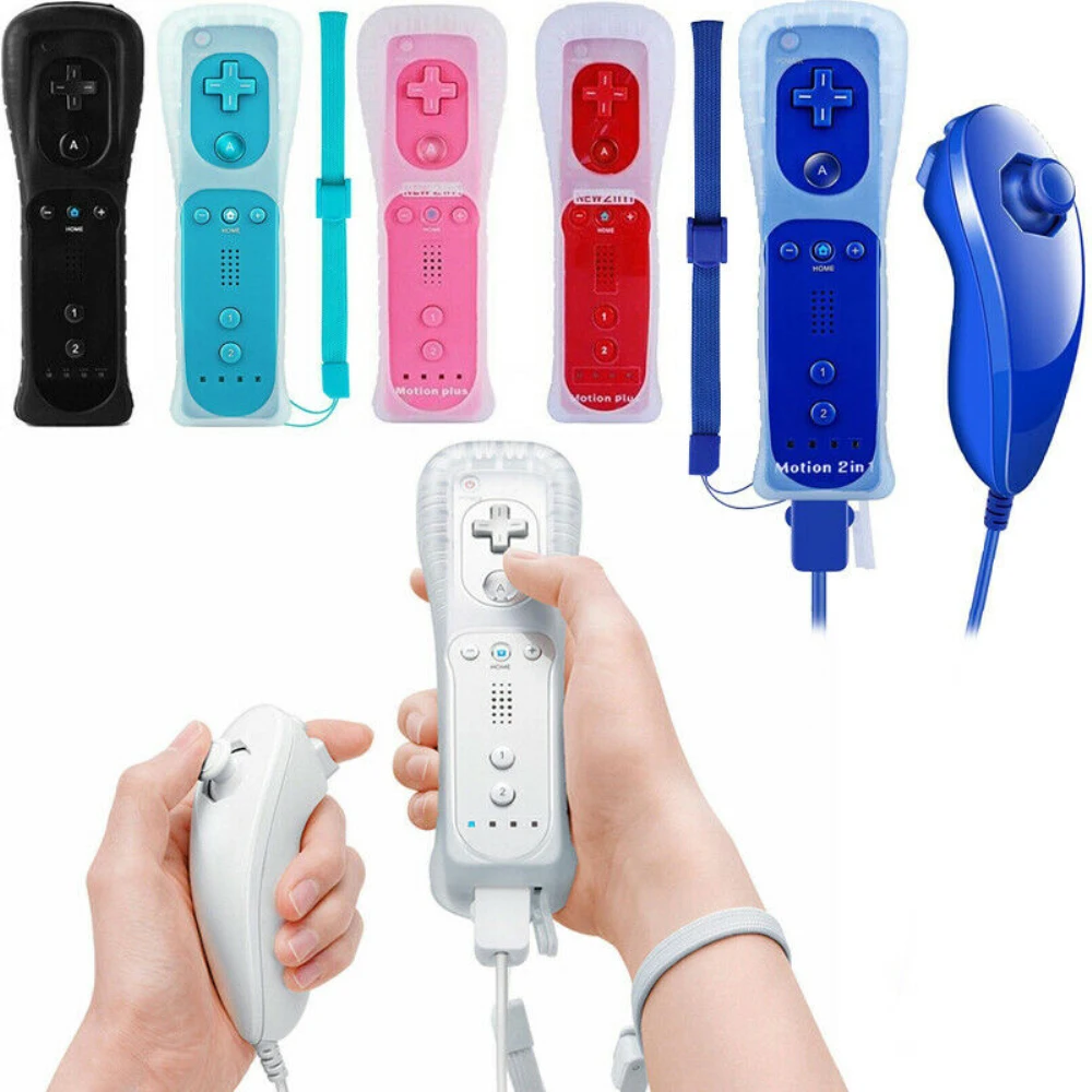 

Built in Motion Plus Remote Nunchuck Controller + Case for Nintendo Wii & Wii U Wii Gamepad Wii Remote and Nunchuck Replaceable