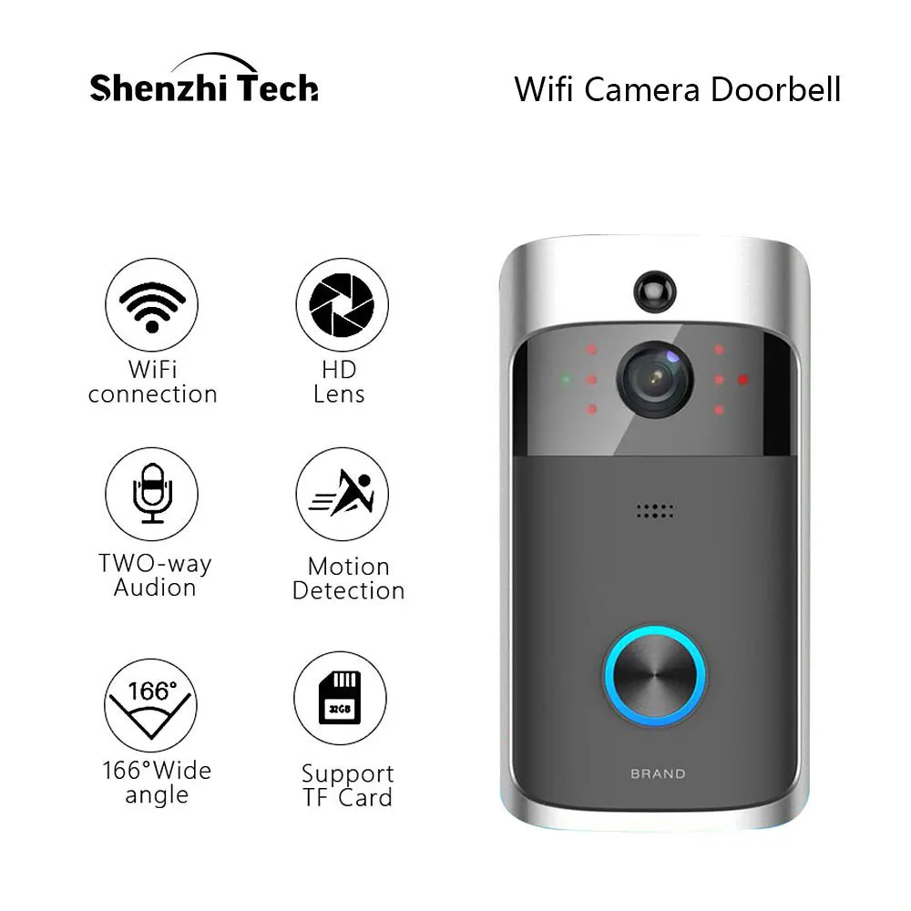 WIFI Camera Doorbell 2 batteries Smart IP Camera Motion Detection Night Vision Two-way Audio Home Security Camera Doorbell D001
