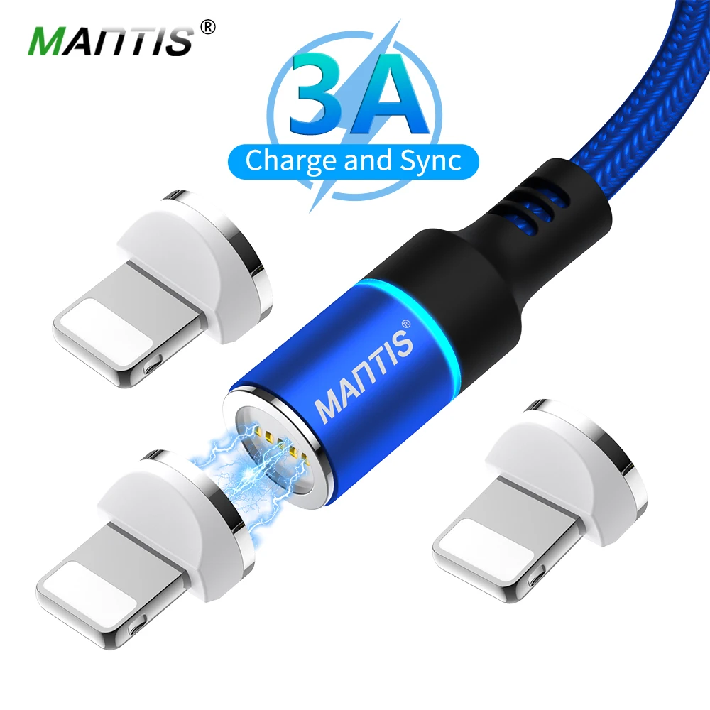 Магнитный кабель MANTIS 3A для iPhone 11 Pro Xs Max Xr X 8 7 6 6s 5 5S Se iPad Mini зарядный usb провод