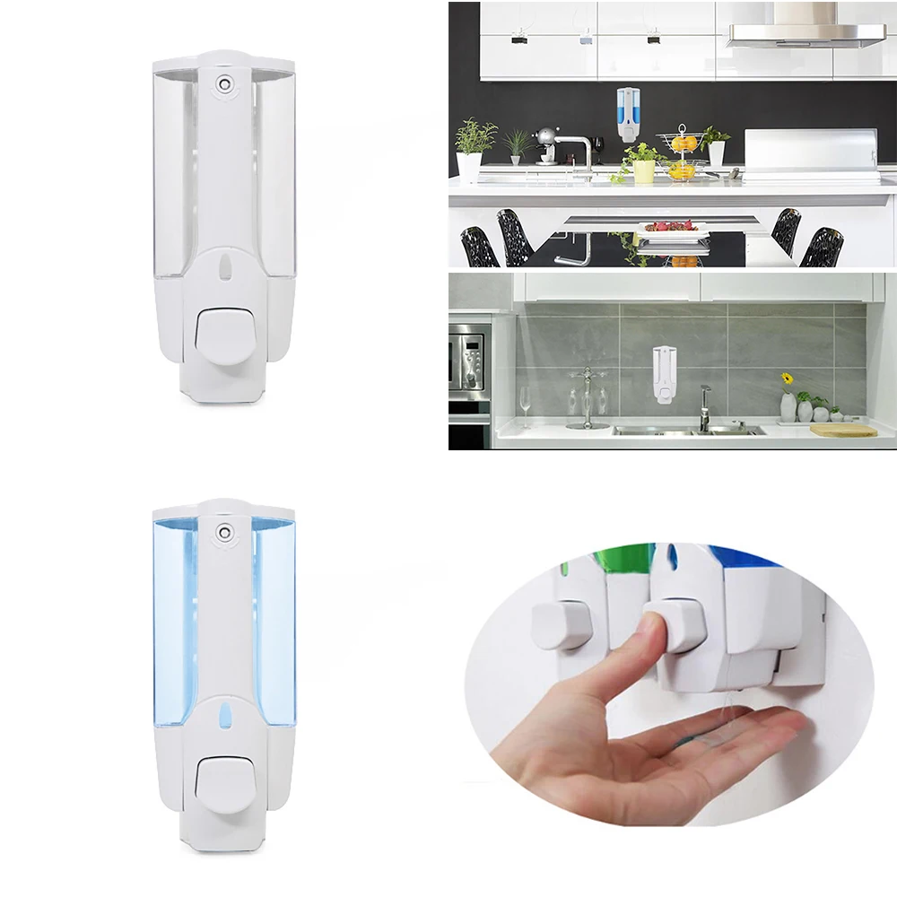

350ml Wall Mount Soap Dispenser Shower Manual Sanitizer Dispenser With Lock Single Head Bathroom Kitchen Liquid Soap Cleaner