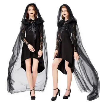 

Dancing Stage Costumes Black Cloak Cape Vampire Demon Dark Messenger Witch Halloween Party Costume Sportswear