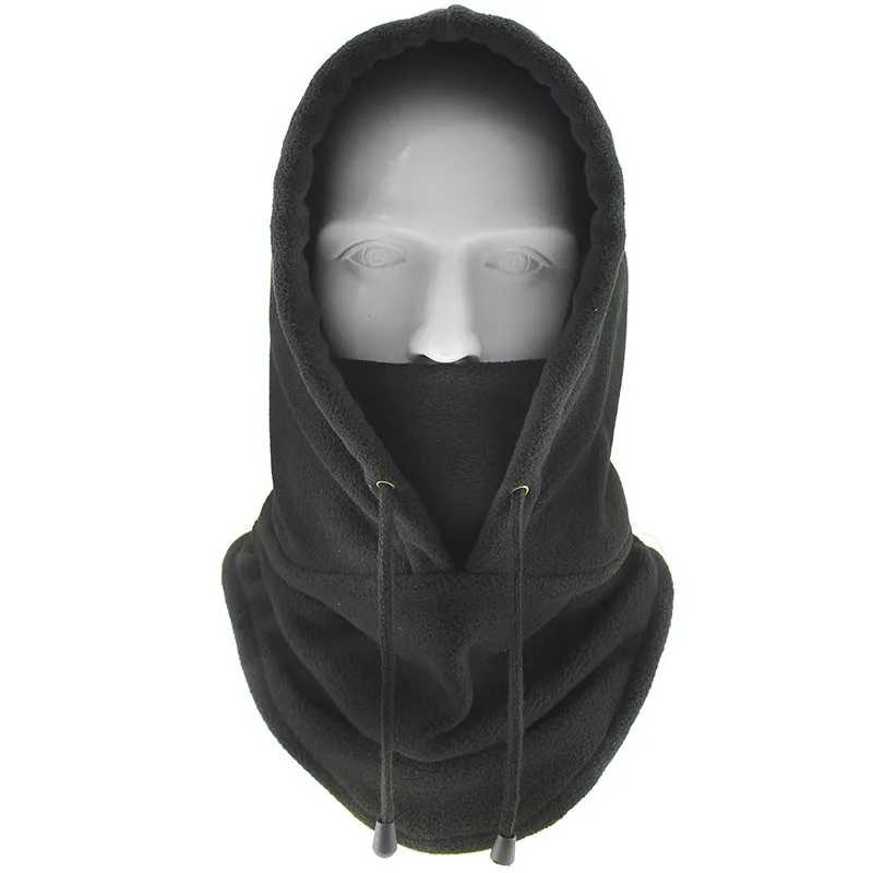 Маска для мотоциклиста, флисовая шапка, Балаклава для шеи, теплый капюшон для зимних видов спорта, лыжная маска для мужчин и женщин, тактическая маска для мужчин, маска от солнца - Цвет: Черный