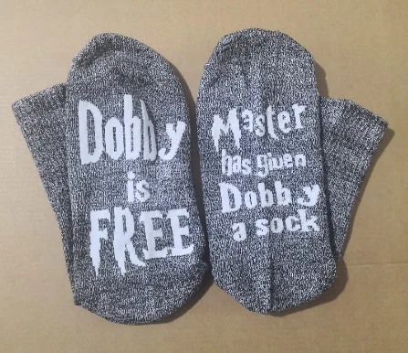 1 пара носков для женщин и мужчин с надписью «Master has given Dobby a Socks», Компрессионные носки, стильные забавные носки унисекс, пара Meias