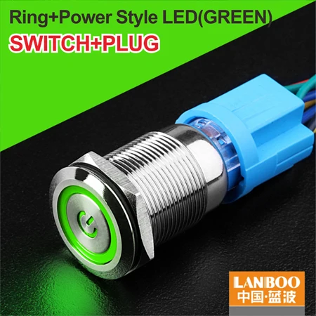 G Power Button Plug 19 мм 3A вкл/выкл Тип антивандальный мгновенный Электрический кнопочный переключатель Водонепроницаемая кнопка переключателя 120v - Цвет: G Power Button Plug