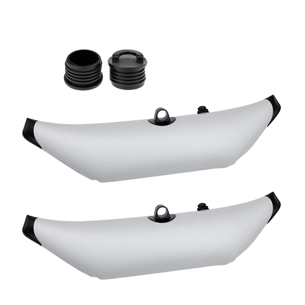 Pack 2 White Kayak Standing Inflatable Outrigger Stabilizer Water Buoy with 4 Repair Patches and 2 Scupper Plugs