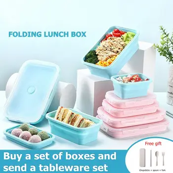 

Silicone Lunch Box Foldable Food Storage Bento Box Kid BowlFood ContainerMicrowave Portable Picnic Camping Outdoor Product