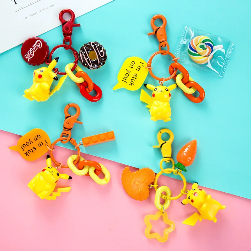 

Top Animation of 2020 Pokemon key chains Pikachu key chain pokemon creative bikachu bag pendant key ring doll