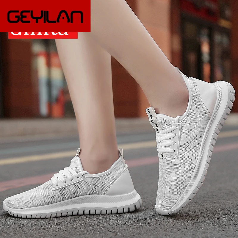 

Sneakers Shoes Woman Air Mesh Summer Breathable Flats Shoes White Black Plus Size 43 Women Lace Up Sneakers Ladies Shoes