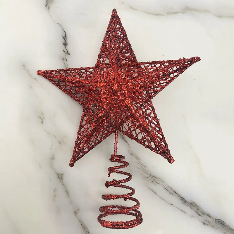 1pcs/pack 15*20cm Gold Glitter Christmas Tree Top Iron Star Christmas Decorations Home Xmas Tree Ornaments Handmade DIY