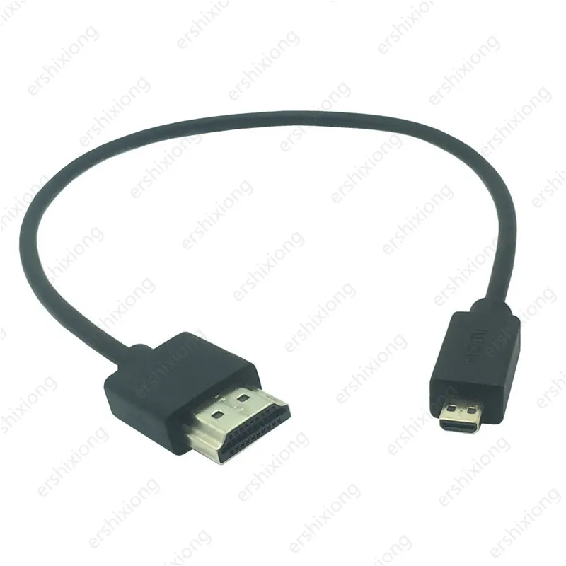 Сверхмягкий Кабель Micro HDMI тонкий кабель папа OD 3 0 мм и Mini male 2k * 4k hd @ 60 Гц 30 см 1