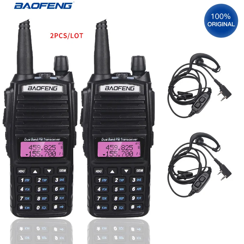 2 шт./лот Baofeng портативный двухстороннее радио UV 82 двойной PTT радио BAOFENG Walkie Talkie UV-82