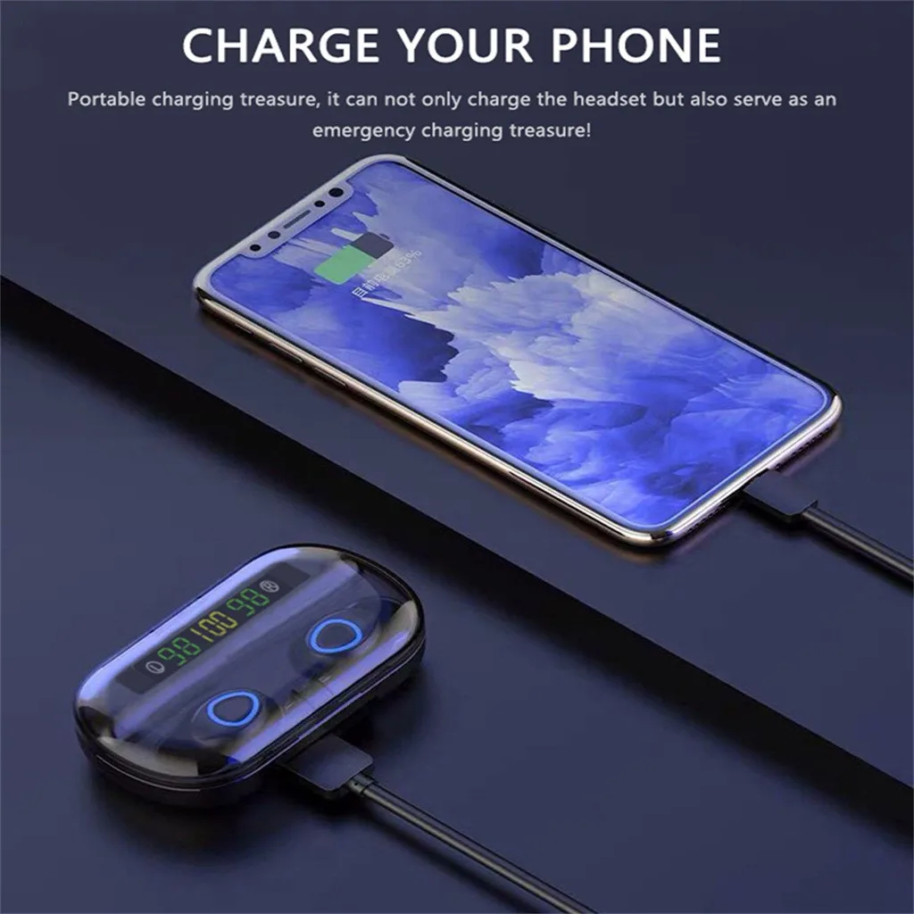 Ouhaobin BT5.0 Bluetooth стерео наушники беспроводные HIFI водонепроницаемые спортивные наушники гарнитура с зарядным устройством 1125#2