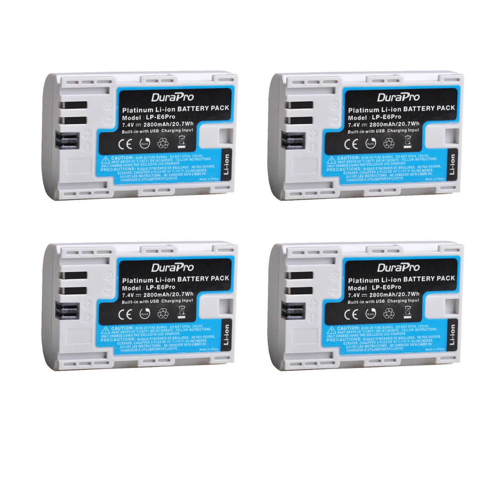 4 Battery 2800 мАч LP-E6 LP-E6N Аккумулятор для камеры с usb-портом для Canon EOS 5DS 5D Mark II Mark III 6D 7D 60D 60Da 70D 80D - Цвет: 4 Battery