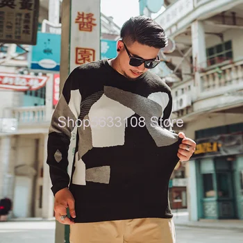 

W013 Sweater Knitting Shirt Male Sweater Obesity Big Size Men's Wear Plus Fat Plus