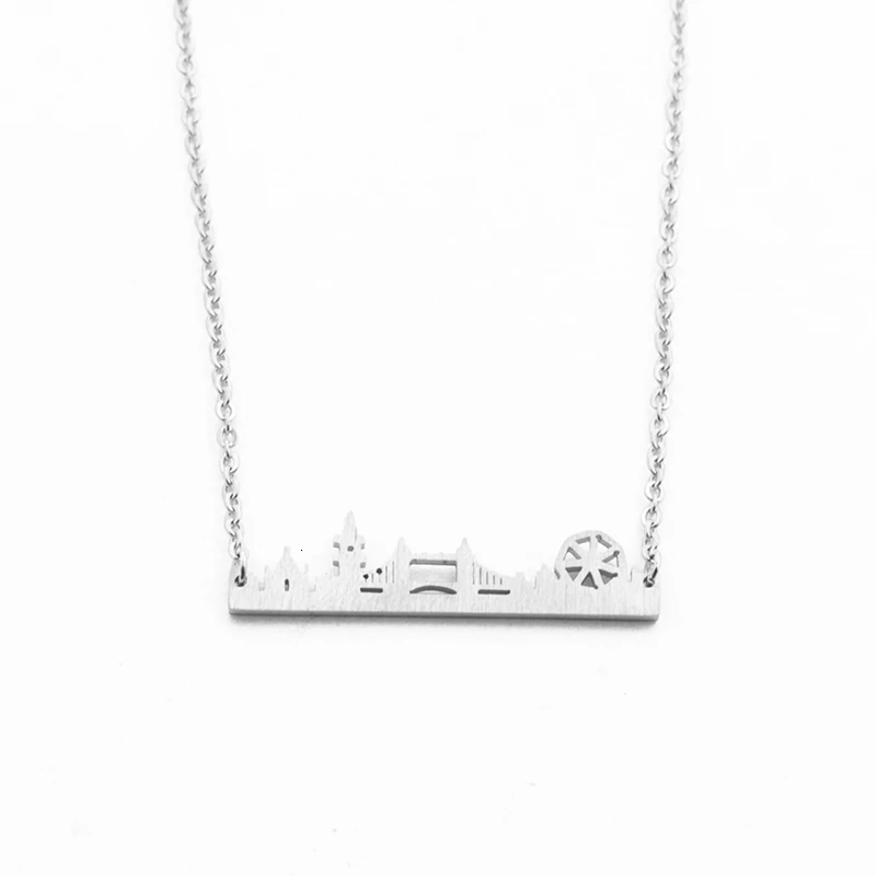 ICFTZWE-Stainless-Steel-Link-Chain-Statement-Necklaces-Silver-London-Cityscape-Boho-Pendant-Necklace-Women-Gold-Collana_