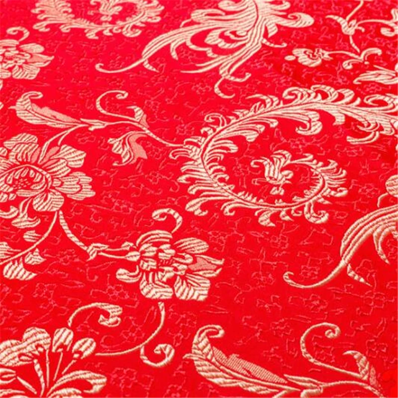 Gold-Red Полиэстер ткань китайский стиль парча сатин жаккард ткань для кимоно Cheongsam сумка DIY ткань - Цвет: Gold-Red