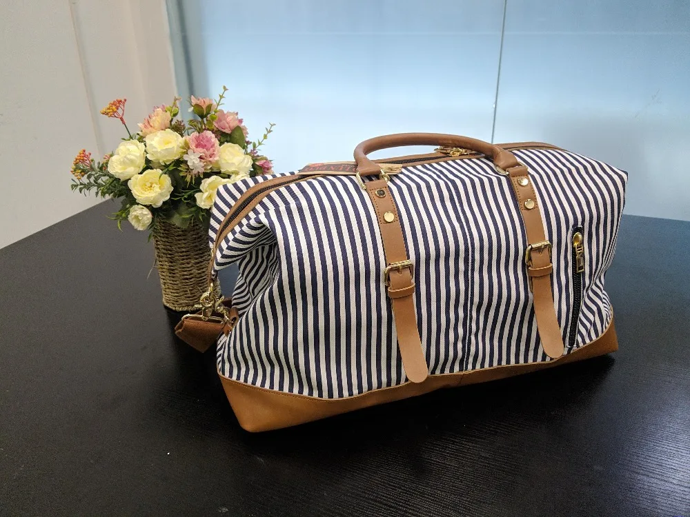 MARKROYAL, новинка, Брезентовая большая вместительность, модная спортивная сумка для женщин, сумка для сна, с синими полосками