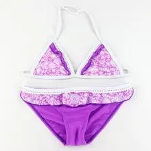 Детский набор бикини купальник из двух частей От 6 до 16 лет детский купальник Детский фиолетовый и светло-голубой купальник для девочек купальный костюм