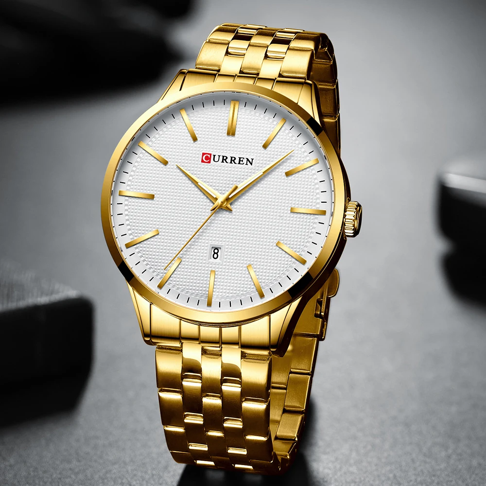 Reloj Авто Дата часы из нержавеющей стали мужские Новые CURREN Брендовые Часы Модные Бизнес наручные часы Подарки Часы мужские повседневные Стиль