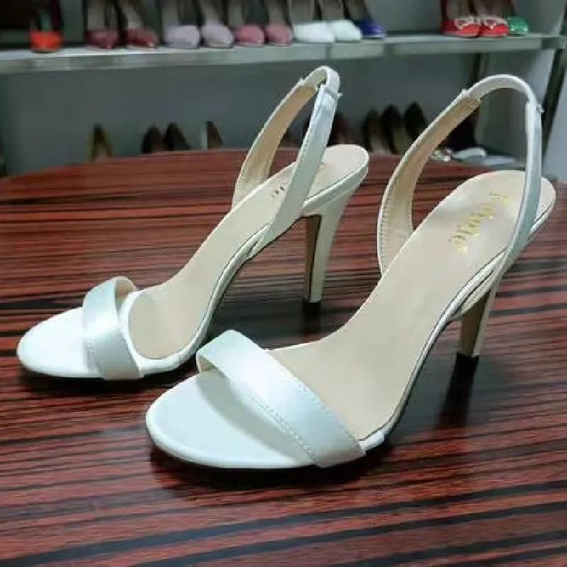

Spring solid color satin open-toe bridal wedding shoes large size small size all-match dress custom-made female sandals 31-44