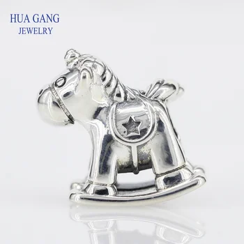 

Fits Pandora Bracelet Argent Charm 925 Sterling Silver Bruno the Unicorn Rocking Horse Charms Beads for Jewelry Making kralen
