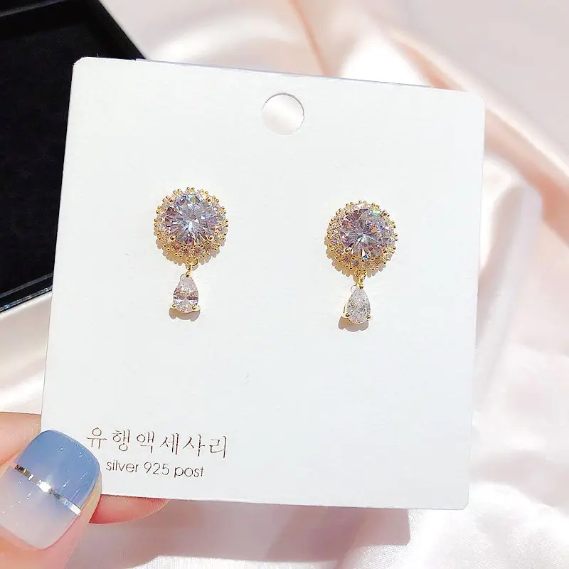 Женские серьги капли с фианитами класса ААА золотого цвета ювелирные изделия из