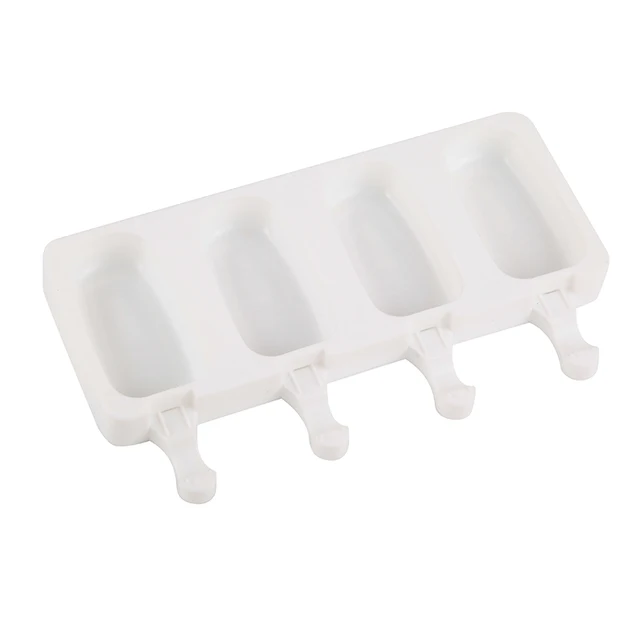 4/8 Holes Silicone Ice Cream Mold Ice Cube Tray Chocolate Popsicle Moulds DIY Dessert Homemade Baking Tools IcePop Makers White-xiao