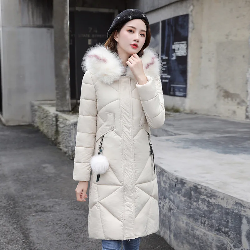 

2019 New Style Korean-style Winter down Jacket Large Size Dress-Style Mid-length Luxury Large Fur Collar Warm Cotton Coat