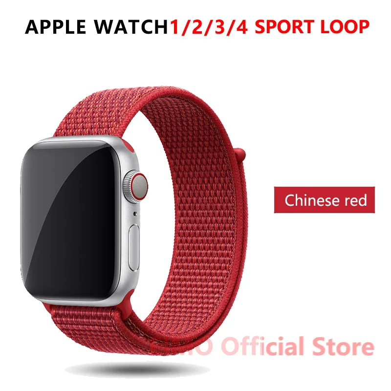 Chiese RED Ремешок apple watch 44mm 42mm 44mm 38mm 40mm нейлоновая спортивная петля iwatch series 5 4 3 2 1 ремешок для часов браслет apple watch band - Цвет ремешка: Chiese RED