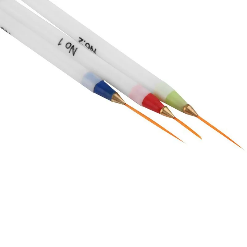 3Pcs Acrylic French Stripe Nail Art Liner Brush Set Manicure Ultra-thin Line Drawing Pen UV Gel Brushes Painting Tool Carved Pen 4