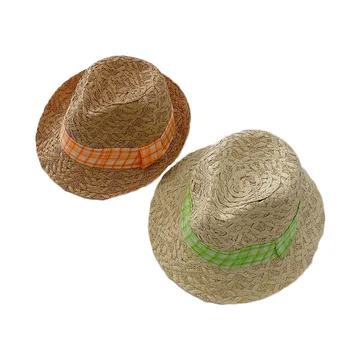 

Children Sunhat Kids Summer Beach Straw Hat Jazz Panama Trilby Fedora Hats British Cap Breathable Baby Hats Girls Boys Sunvisor