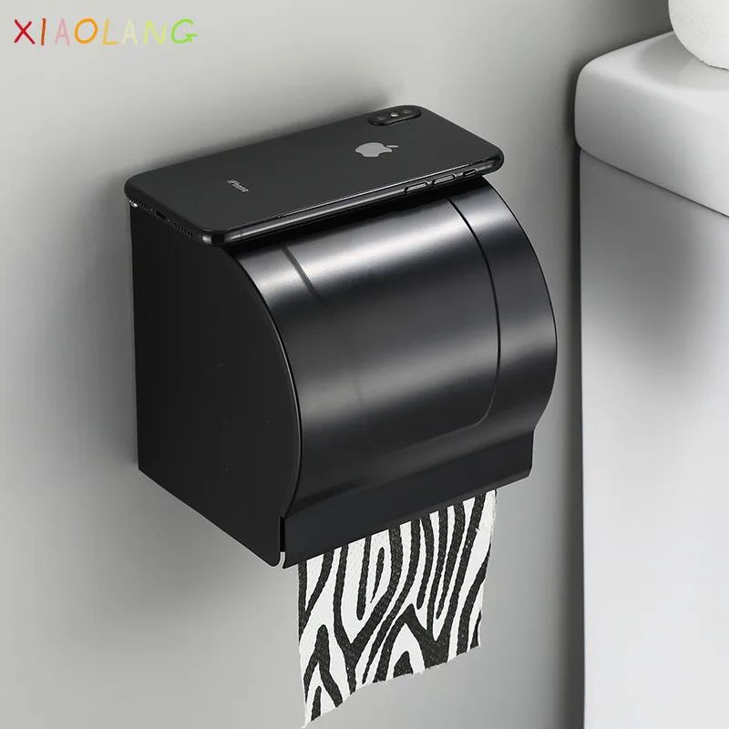 

XIAOLANG 2020 Space Aluminum, Black Toilet, Paper Towel Rack, Paper Shelf, Bathroom Toilet Paper Holder, European Tissue Box