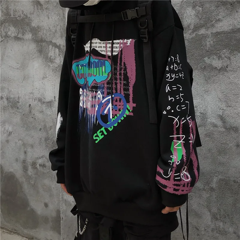 Lychee Harajuku, Свободные повседневные женские толстовки, пуловеры, граффити, надпись, Женская толстовка с капюшоном, весна-осень, дамские свитшоты